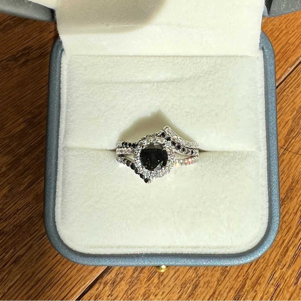Pre owned Black Diamond Barkev's Engagement Ring Size 8